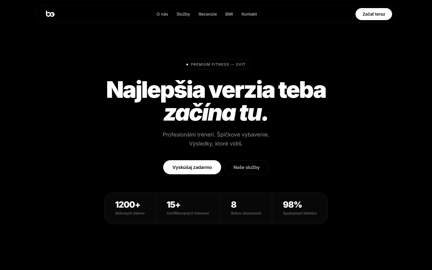Benefit Gym – náhľad webu